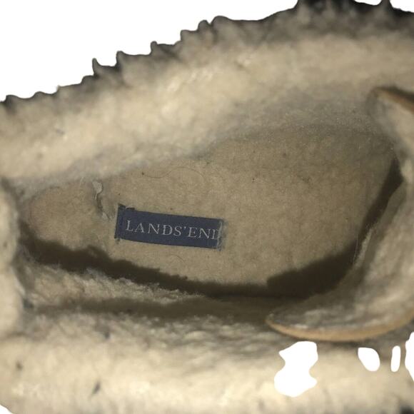 Lands End Women's Suede Ankle Boots Tan Brown Sz 9B Sherpa Lining Stylish Warm - Picture 7 of 8